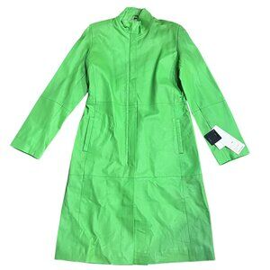 Vero Moda Long Leather Coat, NWT, Lime Green, M